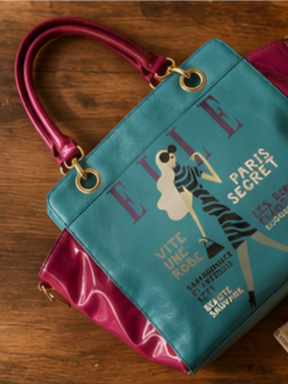 ELLE Paris Graphic Tote Bag | Y2K Pop Art Shoulder Purse - Picture 5 of 5